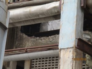 Plaster over RCC member fallen and parapet wall & RCC Grill collapsed due to blast