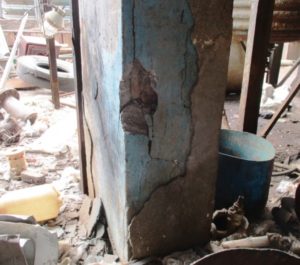 All columns of old building were jacketed with Micro-Concrete 25 to 75 mm thick