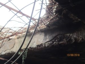 Totally damaged roof slab due to Blast ( Two slab panels